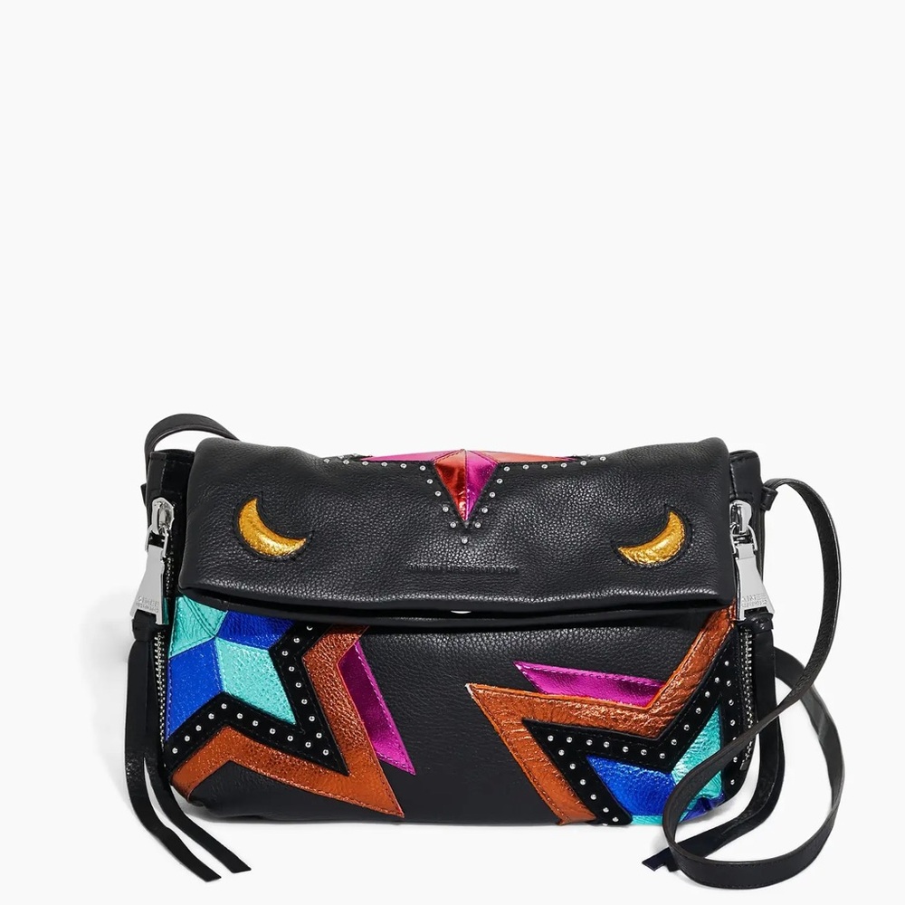 Aimee Kestenberg Black Crossbody with Multicolor Star & Moon Accents